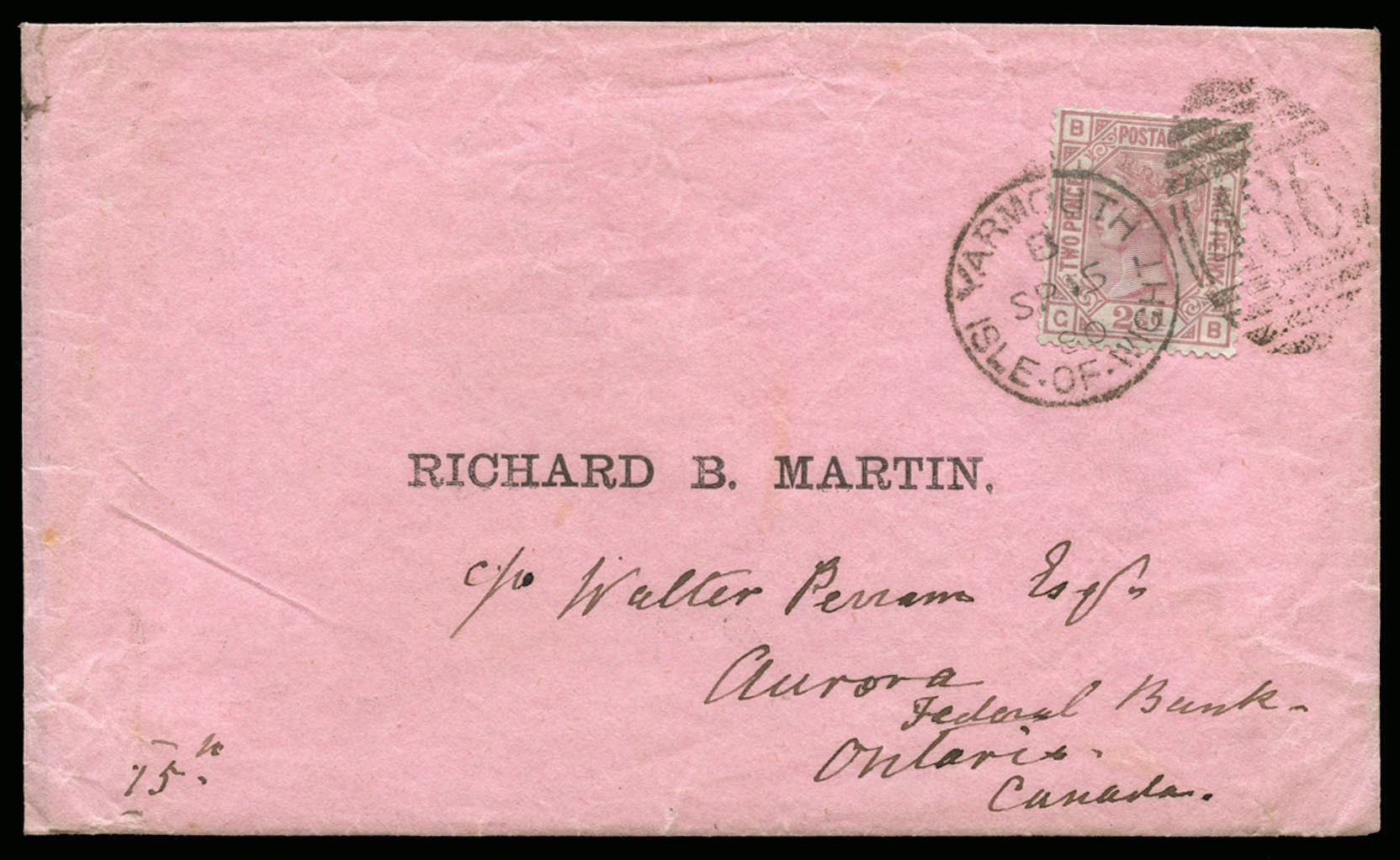 SG138 1880 Overseas Mail Yarmouth, I.O.W. to Ontario