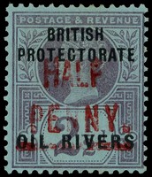 1893 ½d on 2½d handstamped Type 4 in carmine, fine large part o.g.  120 printed.  SG 13,...