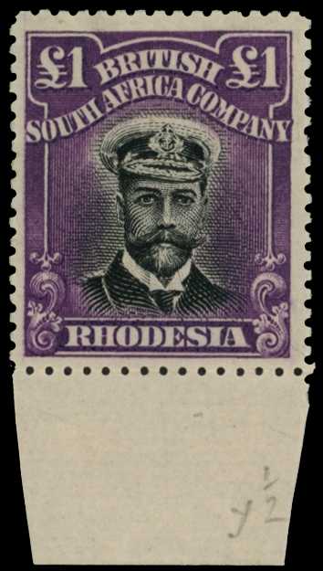 1913-7 £1 Head Die II, perf 15. Large part...