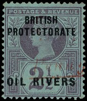 1893 ½d on 2½d handstamped Type 7 in vermilion, large part o.g.  Light impression of handstamp.  SG 21,...