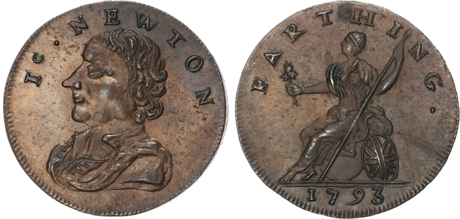 London, National Series , Shakespeare Halfpenny 1792, Bust left of Shakespeare, rev . Commerce seated left, ed…
