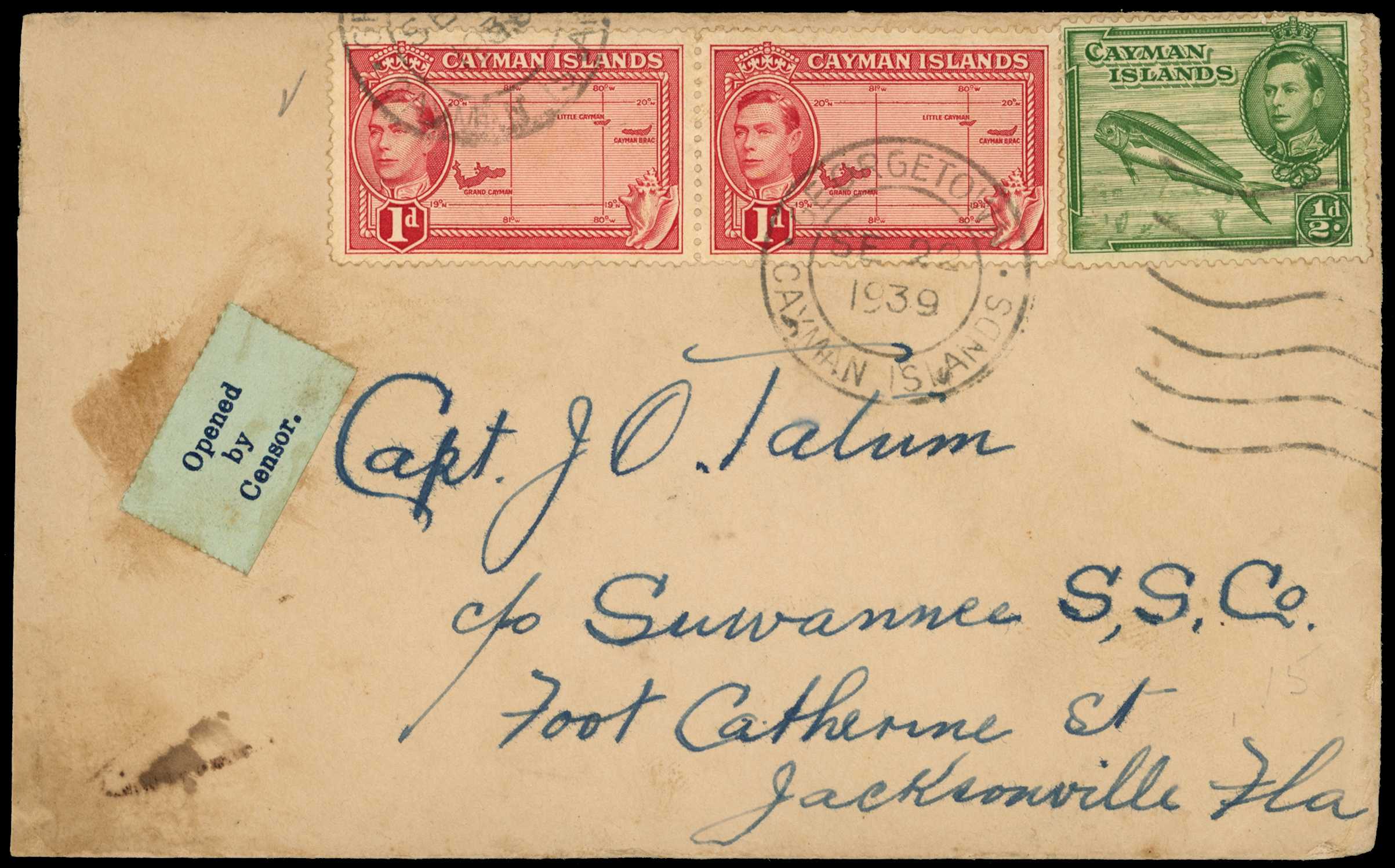 1939 CL4 "Opened by Censor." label on...