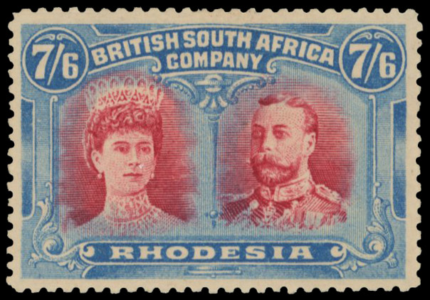 7s6d carmine and deep dull blue RSC B mint