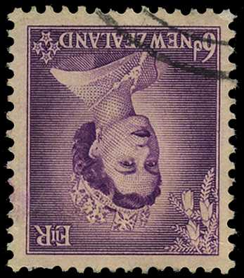 1954 6d purple with watermark inverted,...