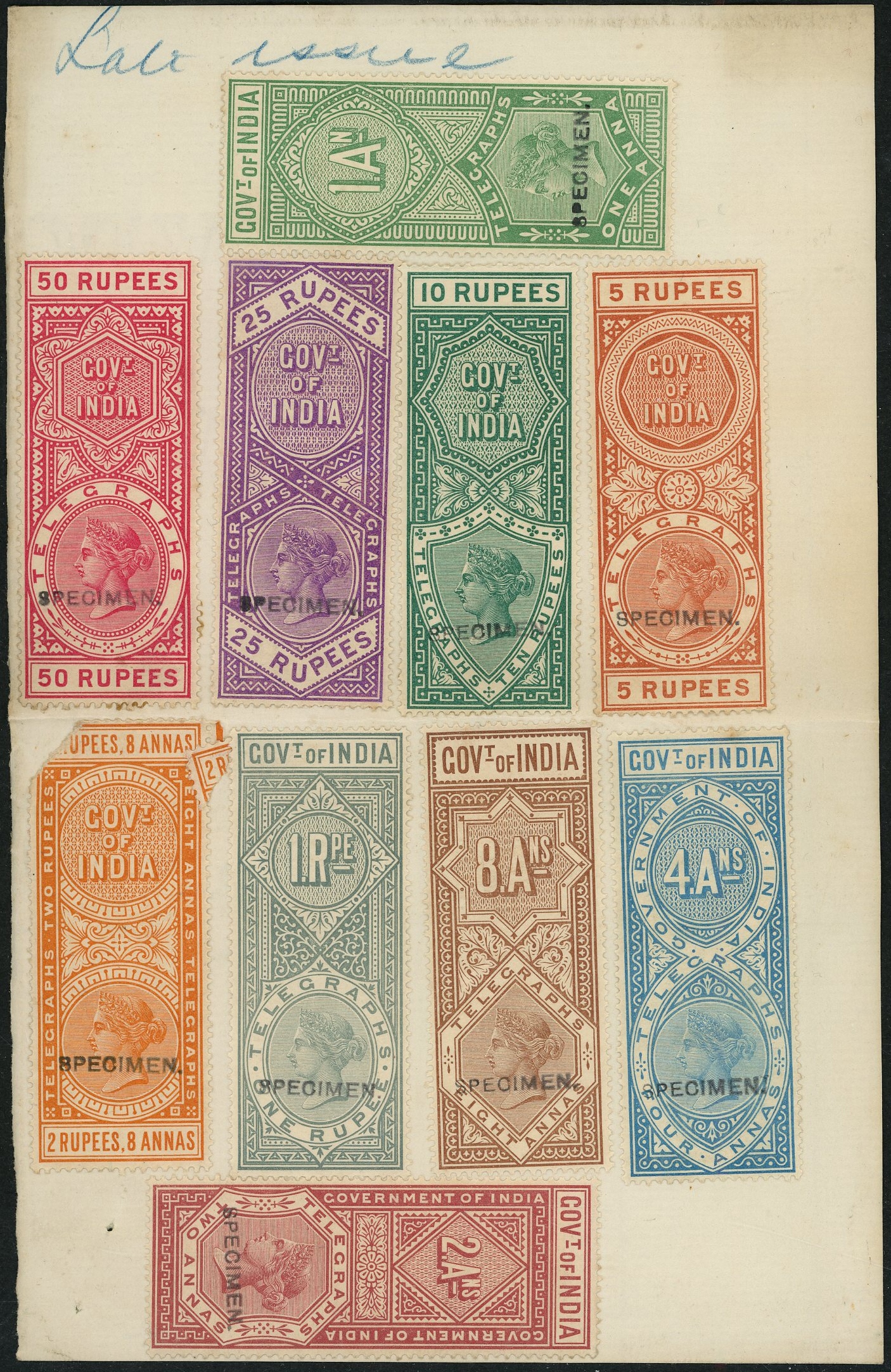 India Telegraphs specimens on...