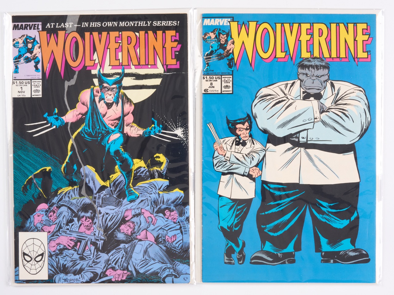 Wolverine #1 & #8 Hulk and Wolverine Cover Art by John Buscema (Marvel Comics, 1989) Total 2