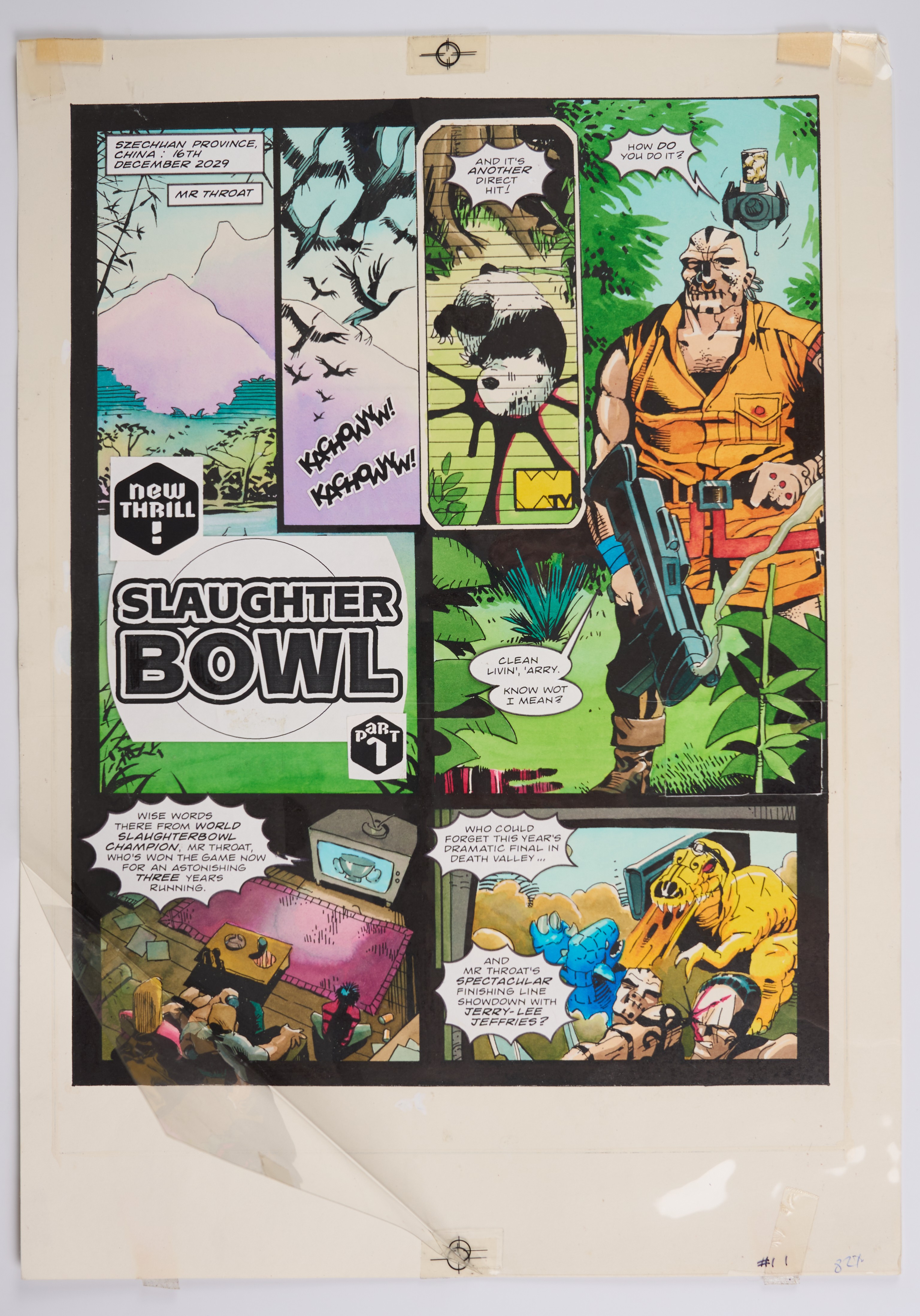 Paul Peart 2000 AD Prog #842 1st Appearance of Slaughter Bowl Colour Full Story Pages (Fleetway, 1993) Total 6
