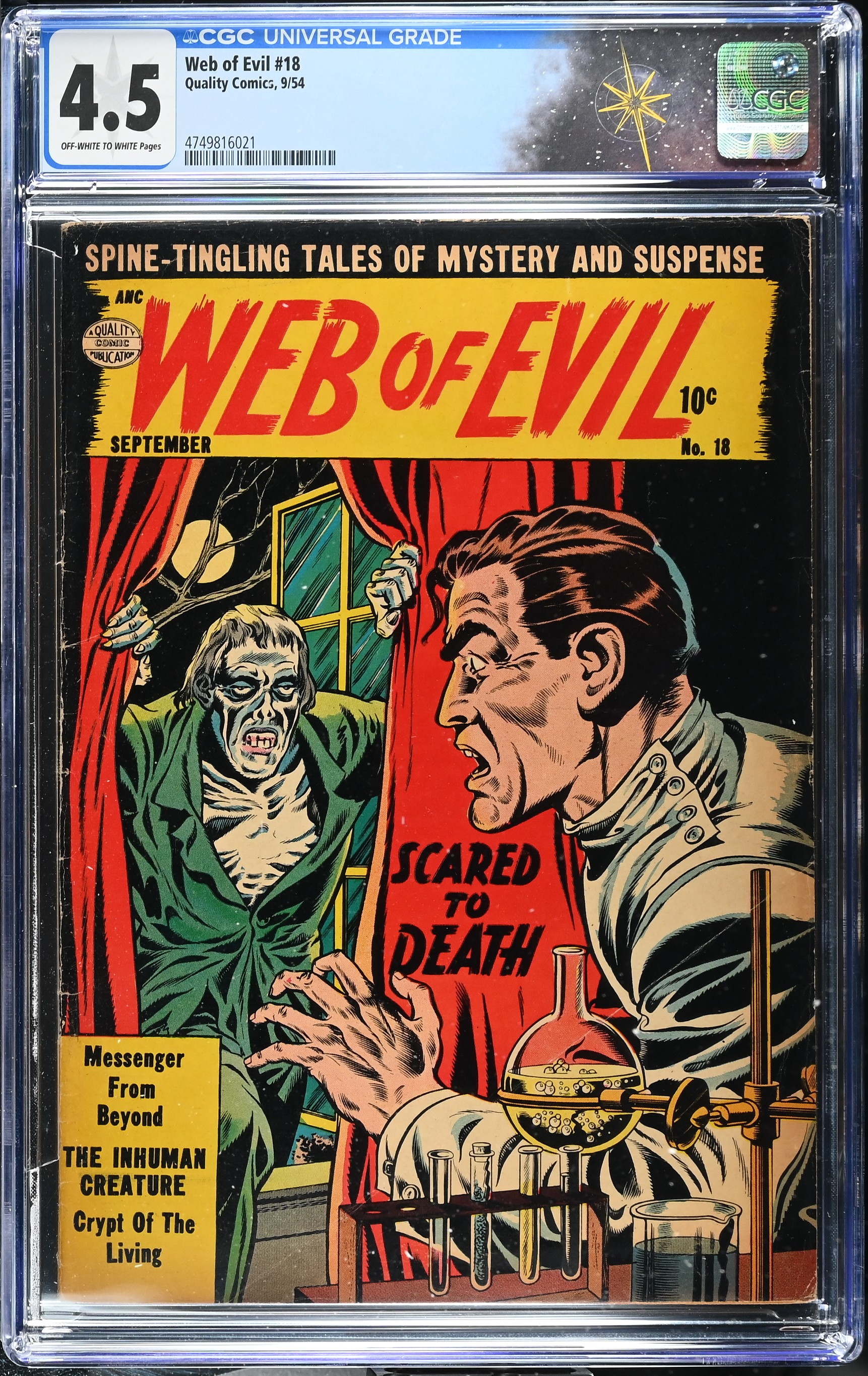 Web of Evil #18 CGC 4.5 (Quality Comics, 1954) Off-White to White Pages