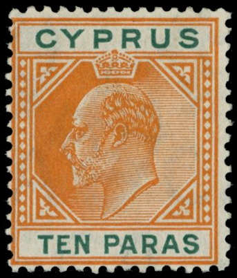 1906 10pa orange and green showing broken...