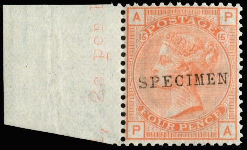 1876 4d Vermilion Pl.15. Superb unmounted o.g. left...