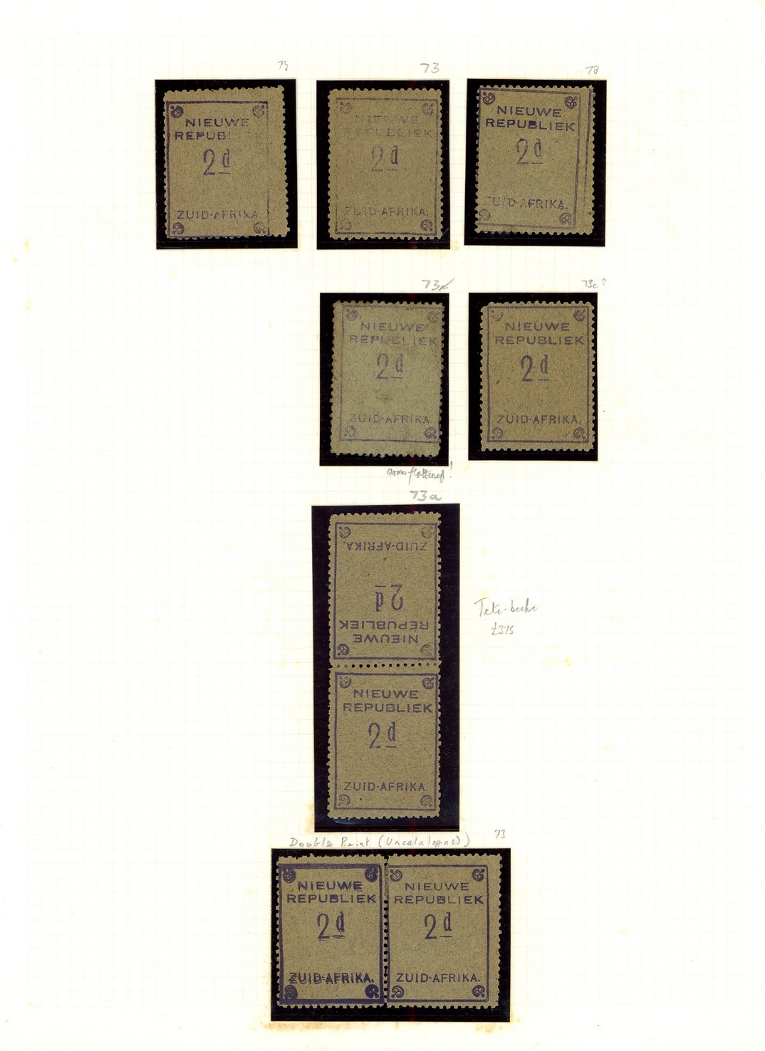 1887 issue without dates mint collection (40) on leaves.  SG 72+d x 11 with three pairs, 73 x 9 including tête-bêche...