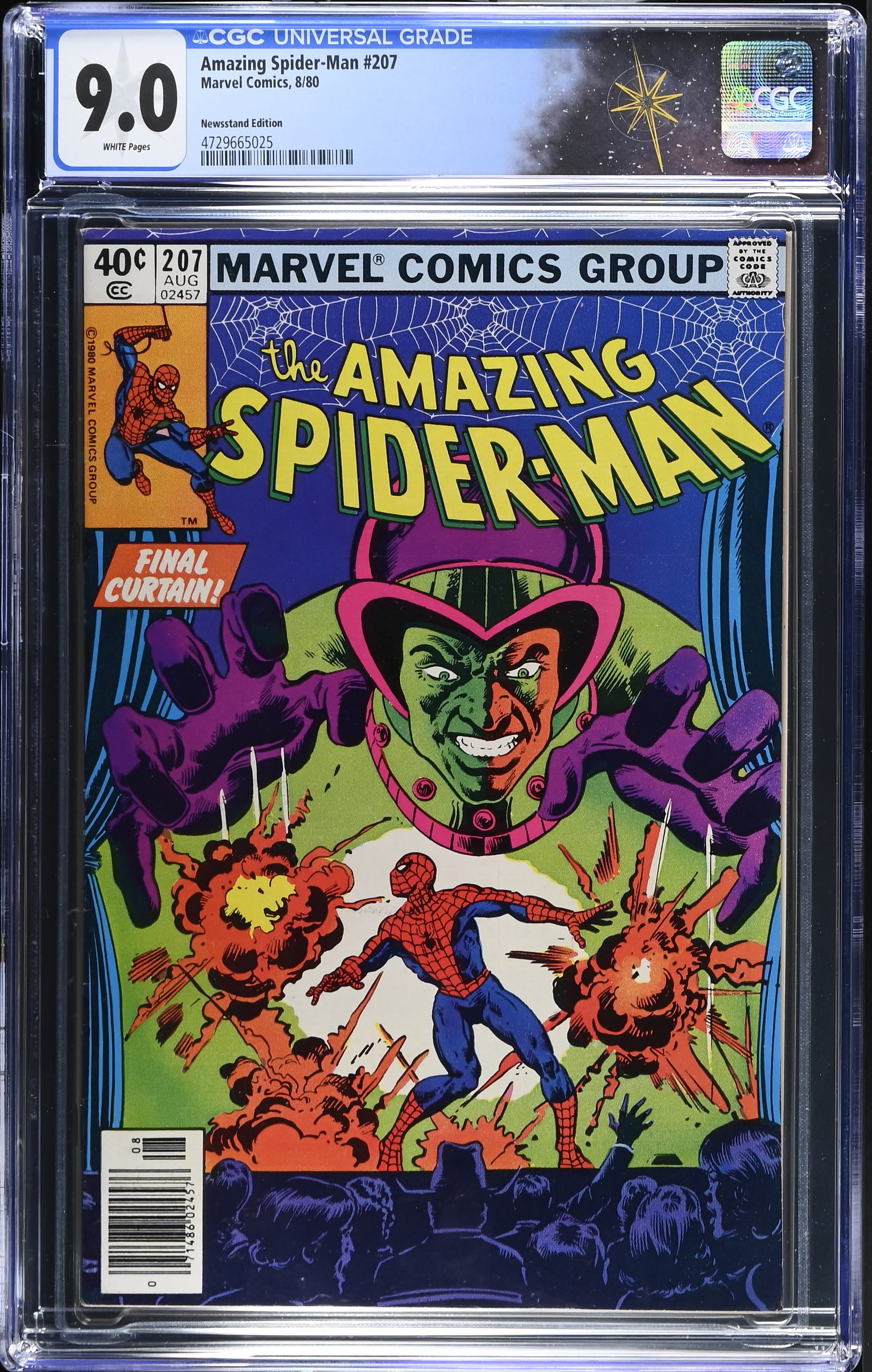Amazing Spider-Man #207 CGC 9.0 "Mesmero's Revenge!" Newsstand Edition (Marvel Comics, 1980) White Pages