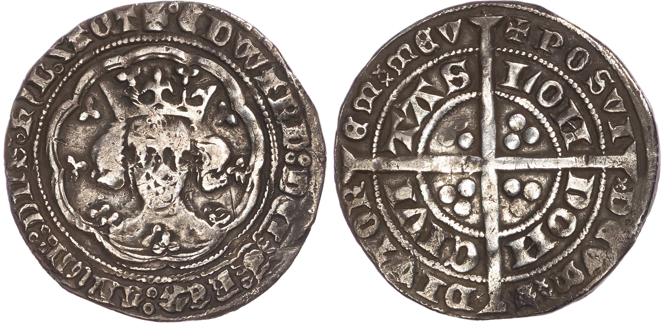Edward III (1327-1377), AR Groat, Treaty Period (1361-1369), mm. cross potent.