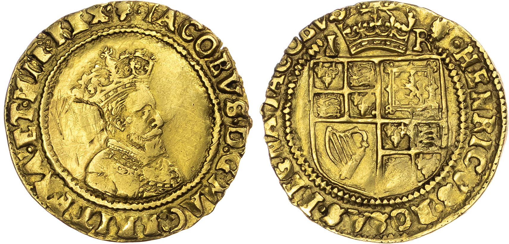 James I (1603-25), Second Coinage, 'Crown Gold' Issue, m.m. grapes.