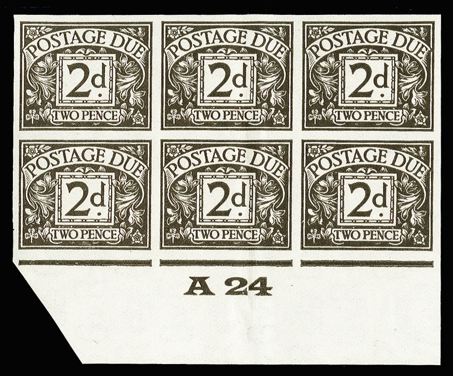 Great Britain 1924 2d Agate "Postage due" (1st Harrison printing). Very fine unmounted o.g. bottom marginal "B24" …