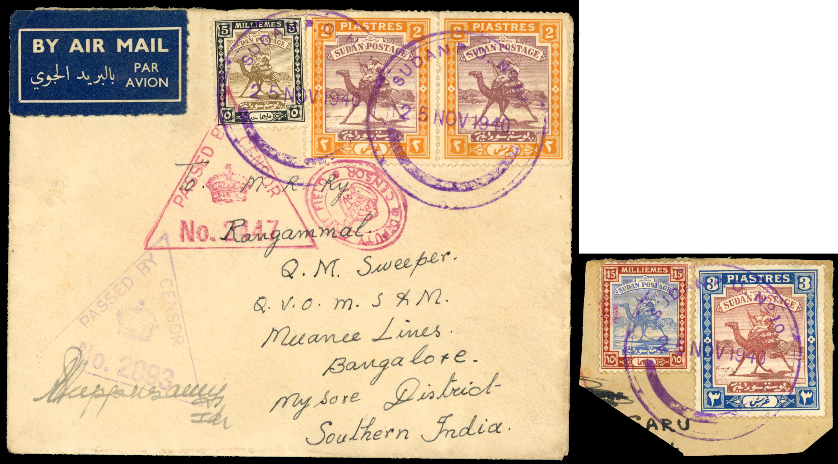 Sudan 1940 Censor cover