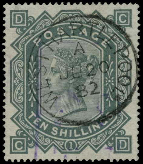 1878 10s greenish grey, wmk Maltese...