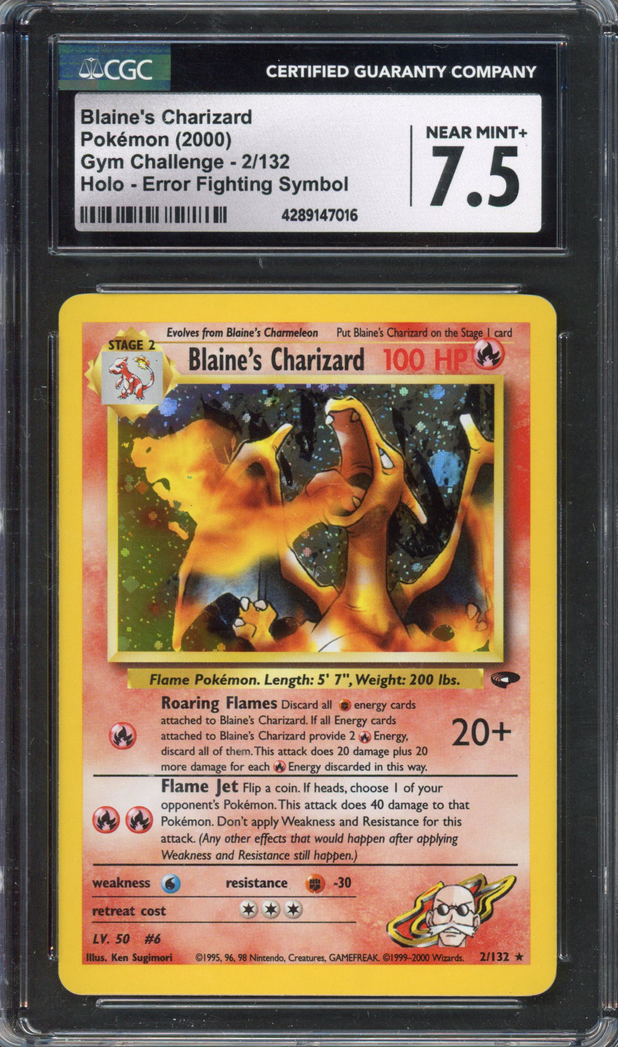 Pokémon TCG - CGC 7.5 Blaine's Charizard Gym Challenge NM/MINT- 