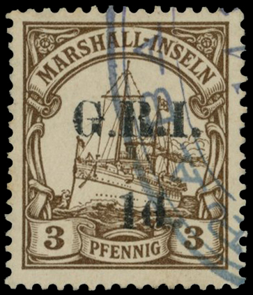 1914 1d on 3pfg brown (setting 1, position...