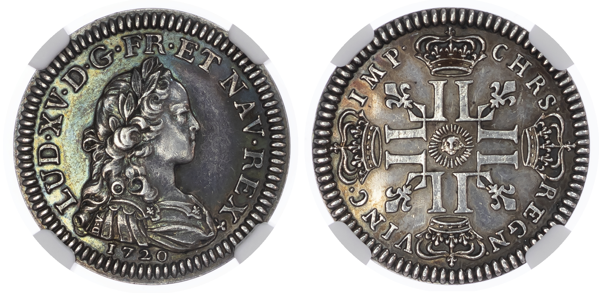 France. Louis XV AR Pattern Restrike AR 1/3 Ecu. 1720. 