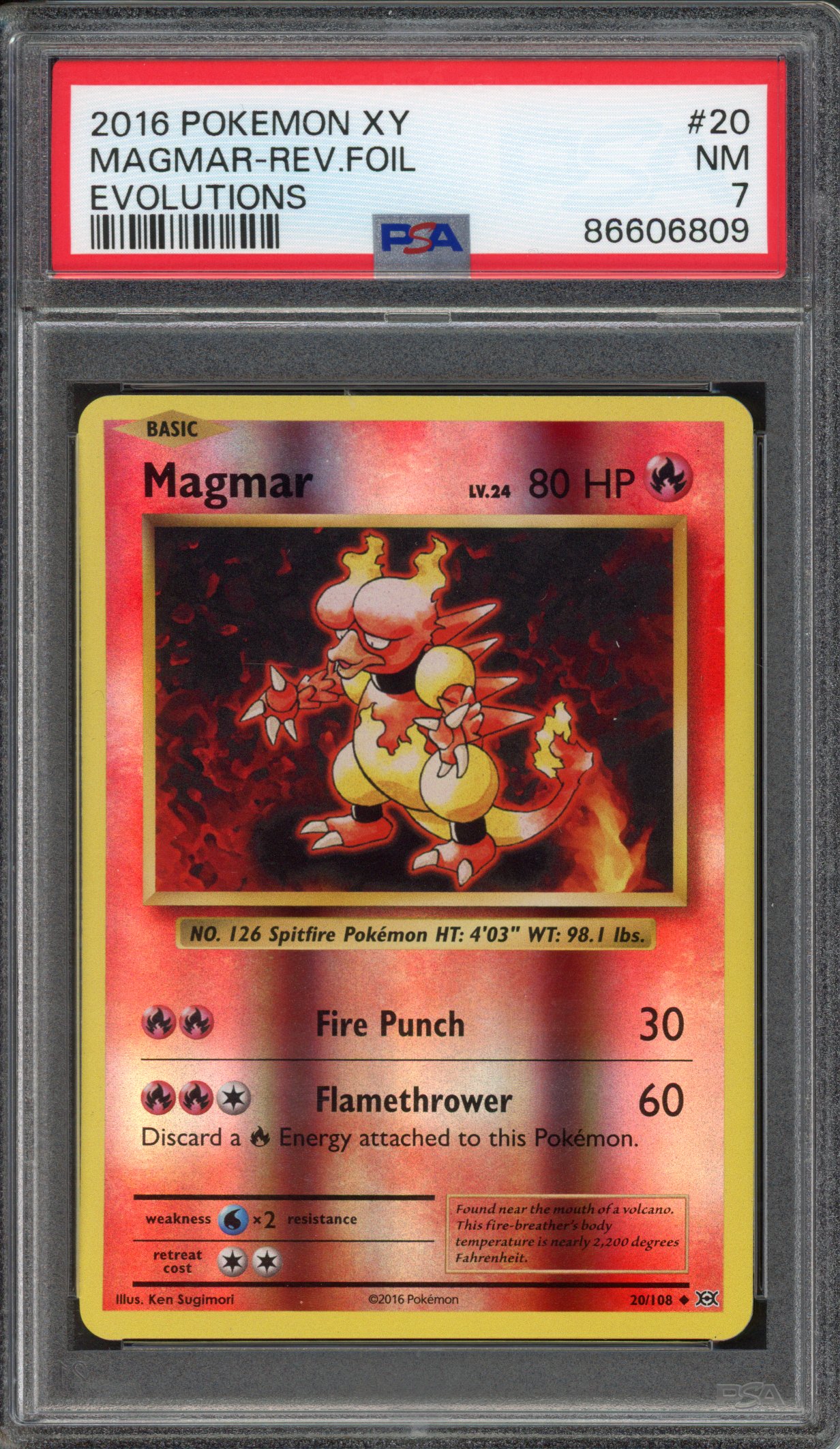 Pokémon TCG - PSA 7 Magmar Rev Foil - Evolutions 2016  