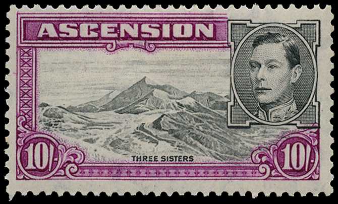 1944-53 10/- perf 13 with R5/4 'boulder'...