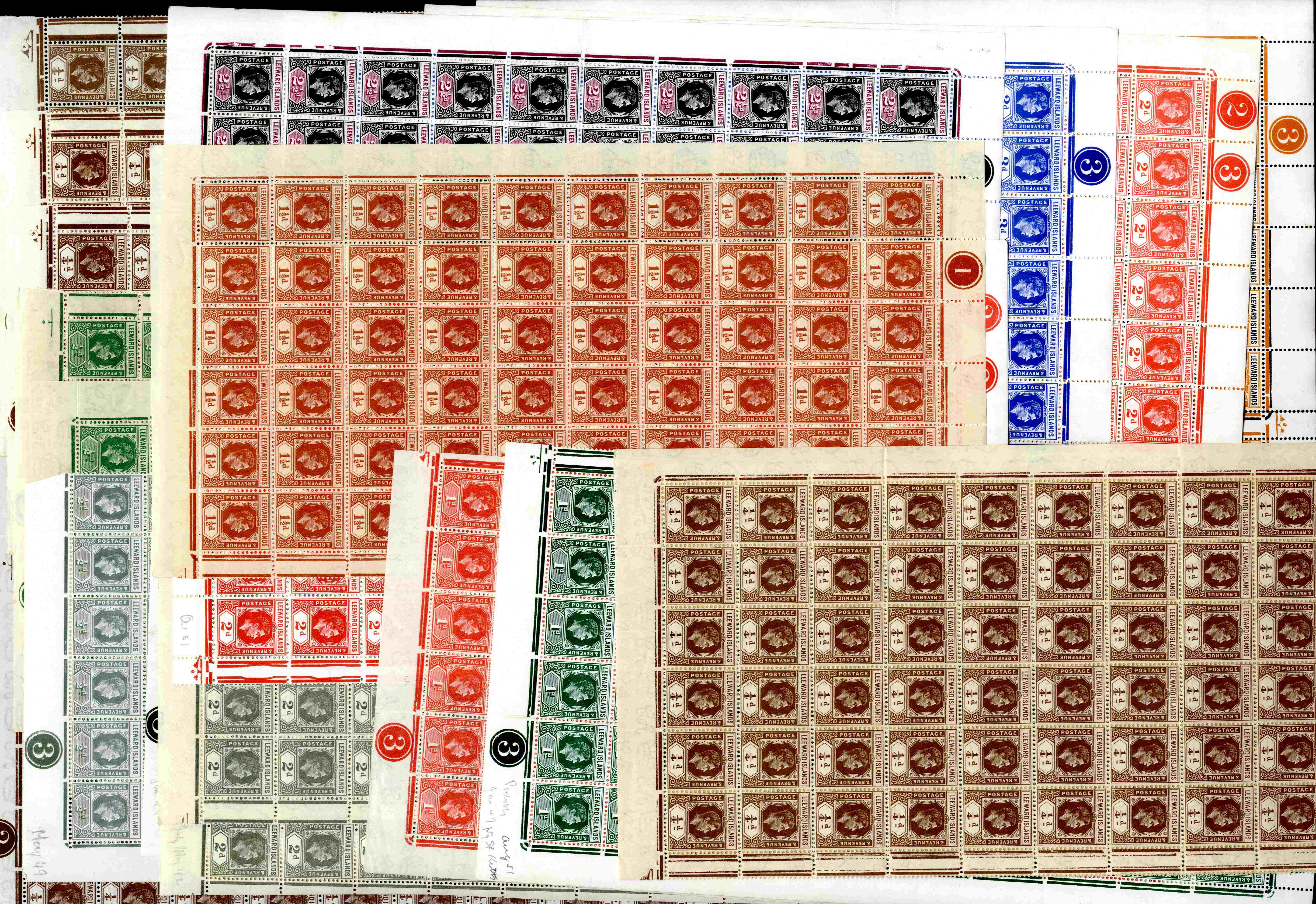 Leeward Islands SG 95/108 panes and sheets mint