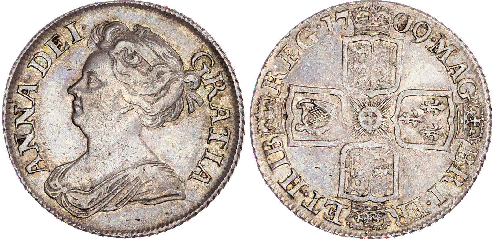 Anne (1702-1714), AR Shilling, 1709, Post Union.