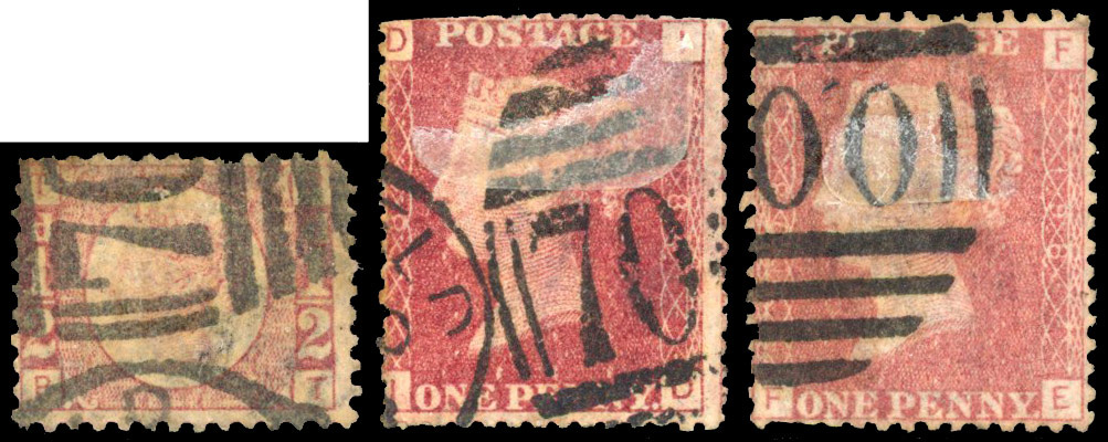 1873 H. Rossell & Co, Sheffield unofficial underprints. group of three used.