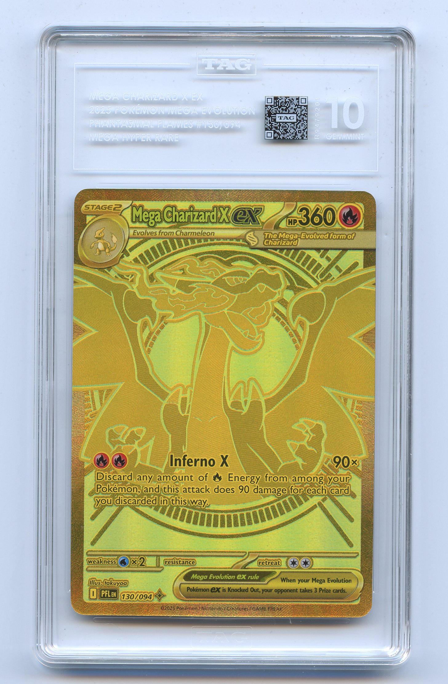 TAG 10 Mega Charizard X ex #130 Mega Hyper Rare Phantasmal Flames