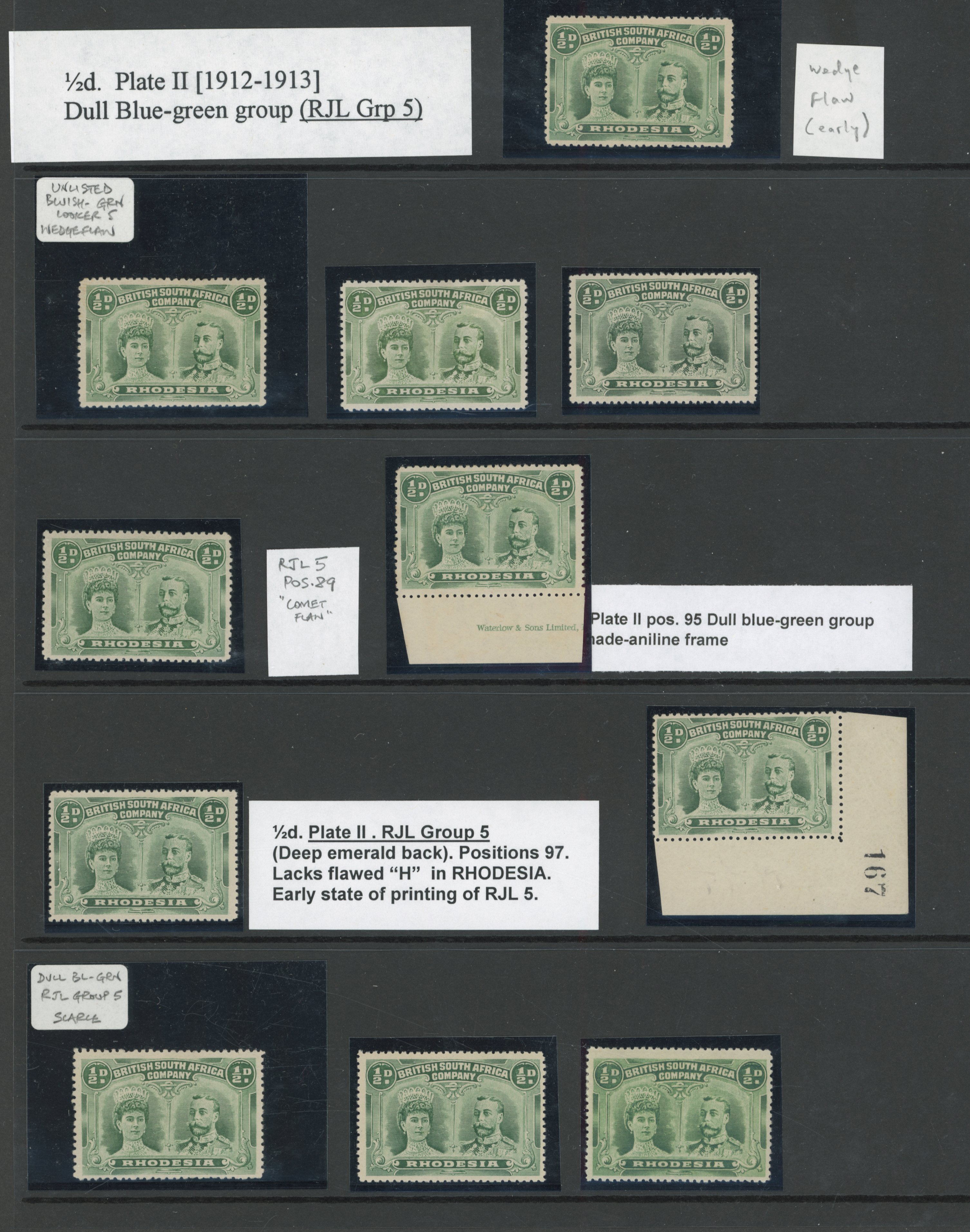 † ½d dull blue-green RJL 5 group mint