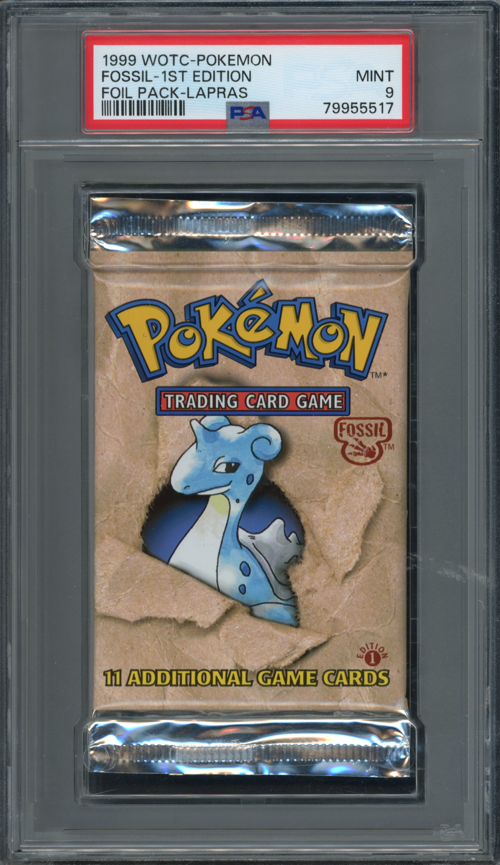 <p>PSA 9 Fossil 1st Edition Booster Pack - Lapras Artwork</p>