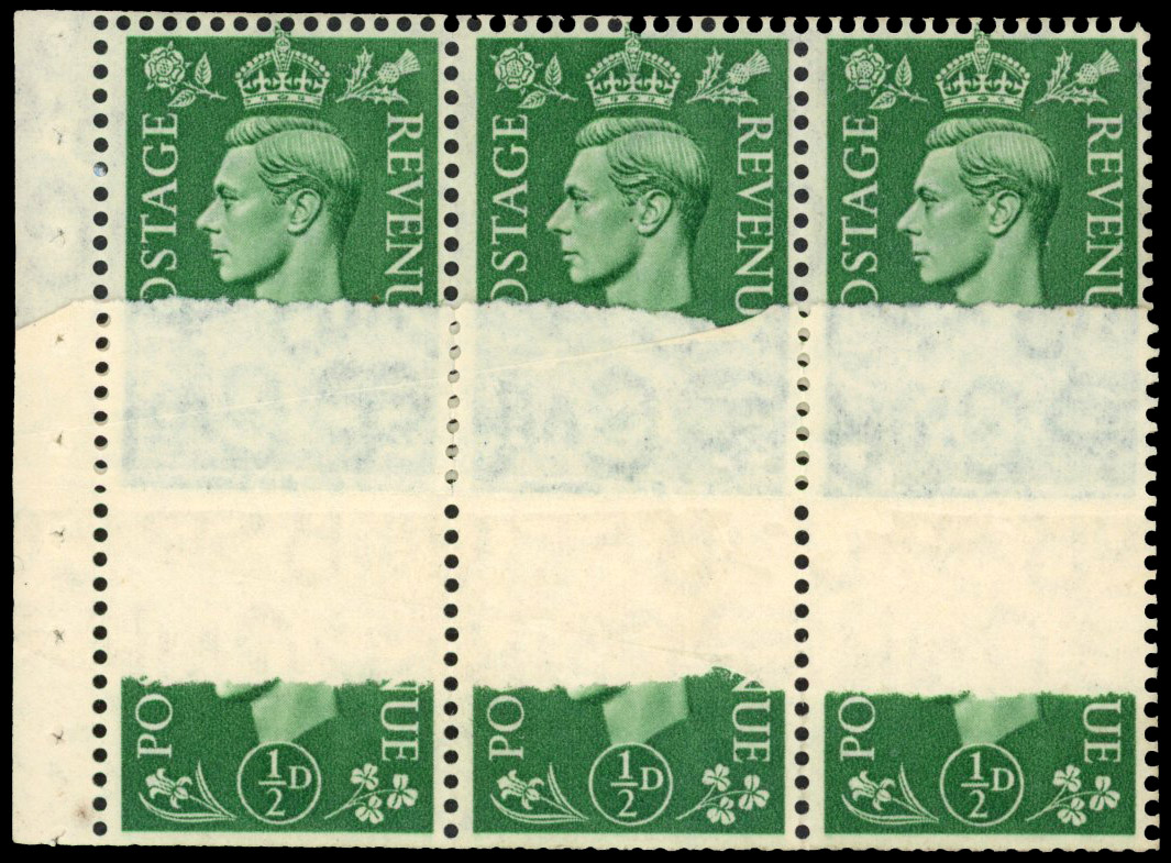 GB SG 485 booklet pane with paper join mint