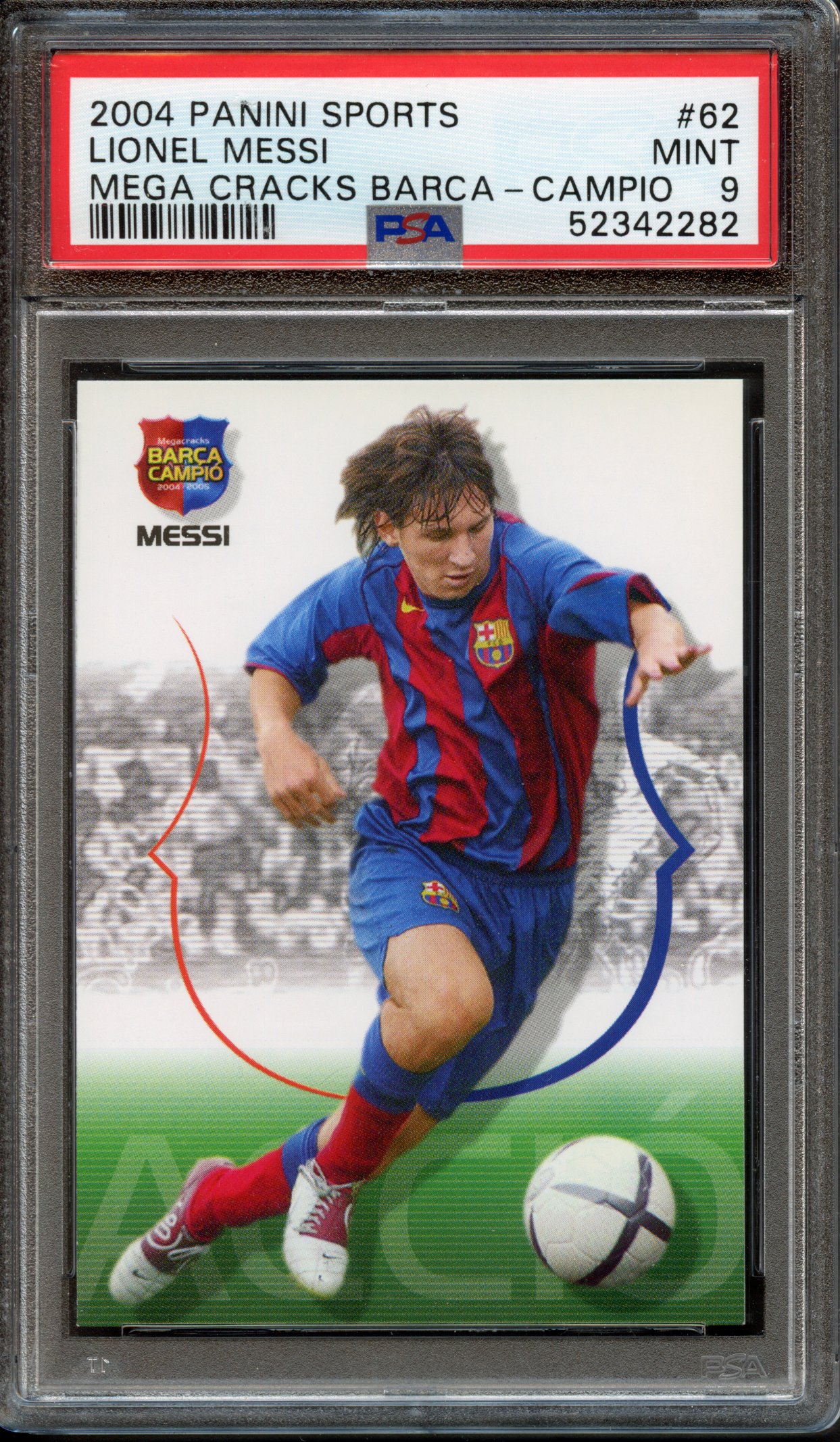 PSA 9 2004 Panini Sports Lionel Messi #62 Mega Cracks Barca Campio