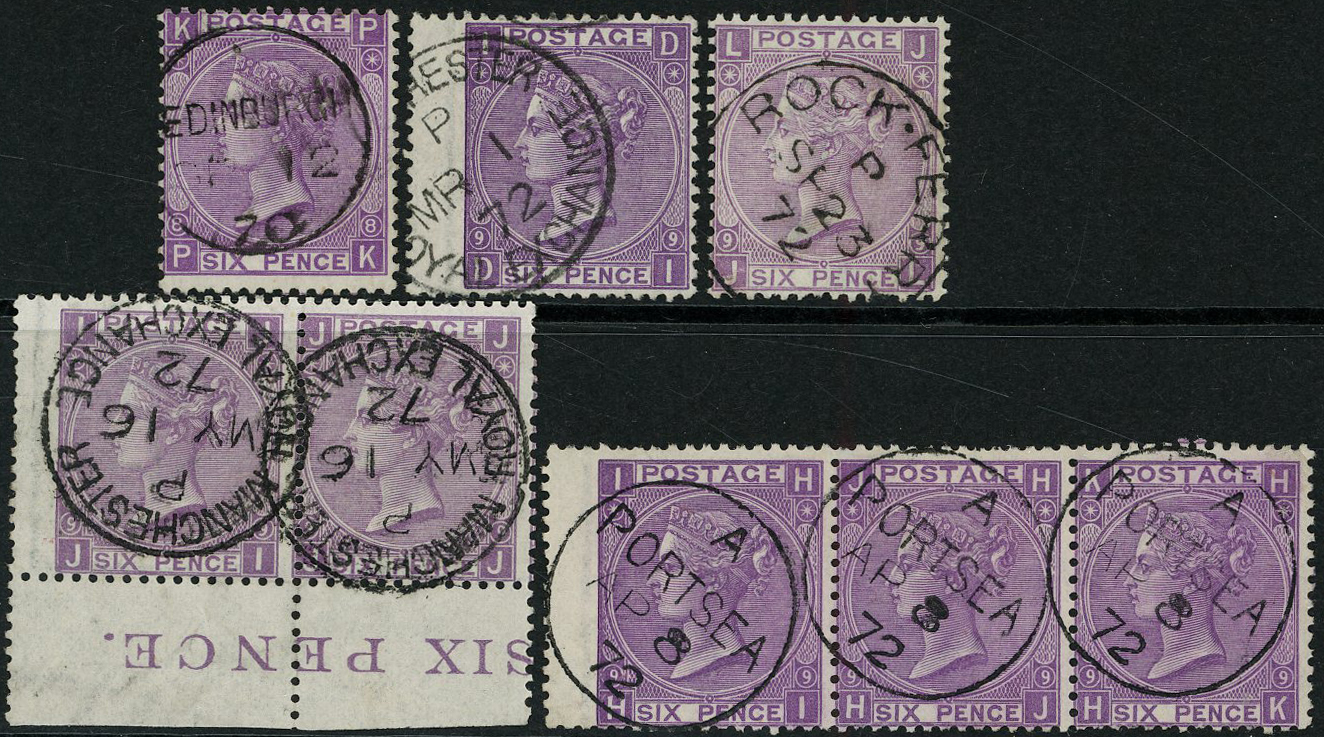 1870 6d mauve Pl’s.8+9.