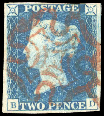 Great Britain 1840 2d pale blue, Plate 1, RPS cert (1980), SG 6