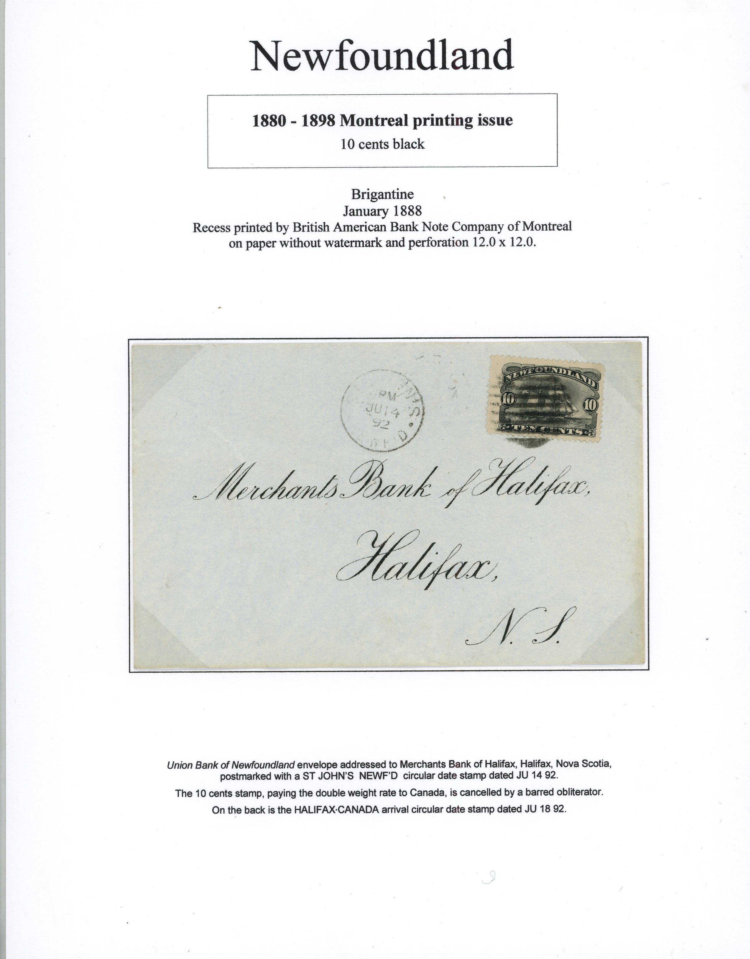 Newfoundland 1880-98 Montreal printing issues with covers...