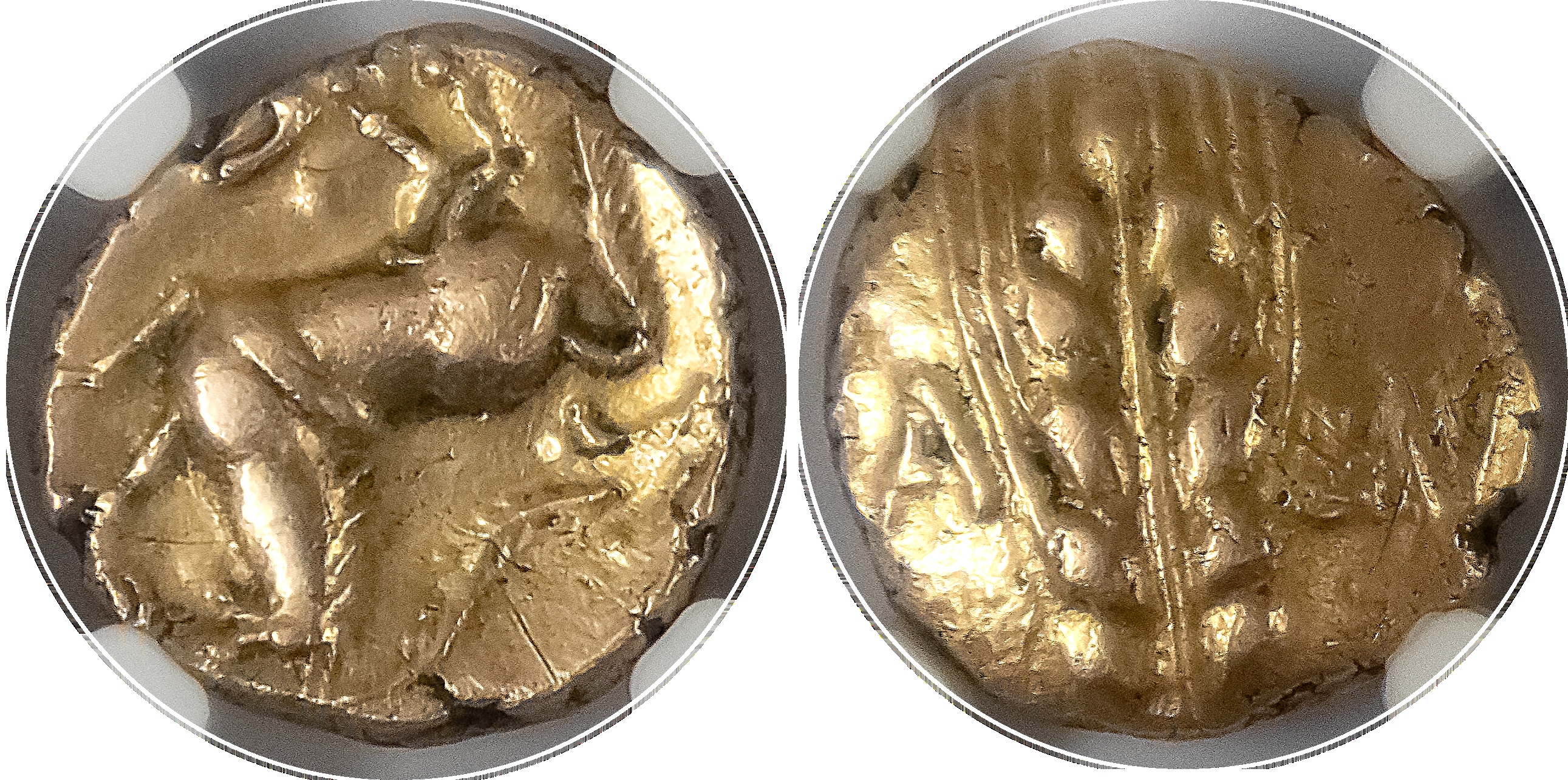 Trinovantes and Catuvellauni, Cunobelin (c. AD 10-43) AV Stater, ‘Linear’ type, 5.46g. 