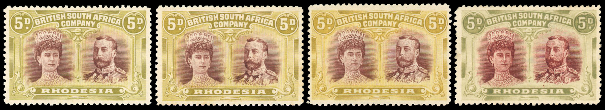 Rhodesia 1910-13 5d perf 14 group