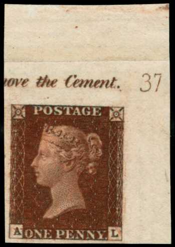 1841 1d Red brown Pl.37. Superb...
