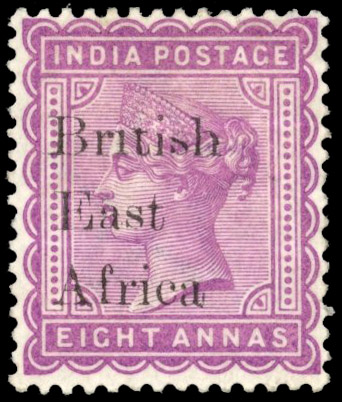 British East Africa SG 57ca 1895 India 8a 'Br1tish' mint