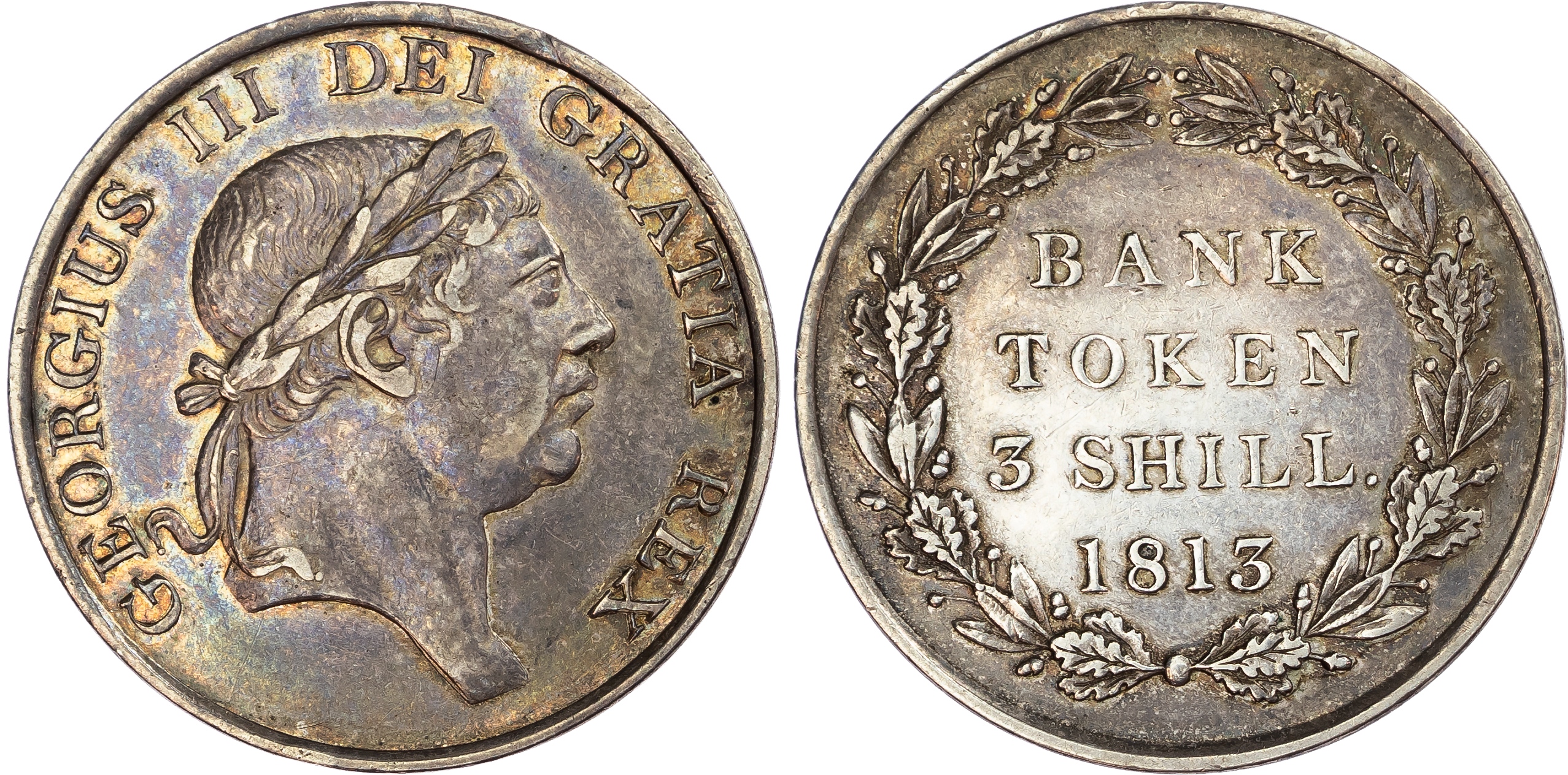 Great Britain. George III AG 3 Shillings Bank Token. 1813.