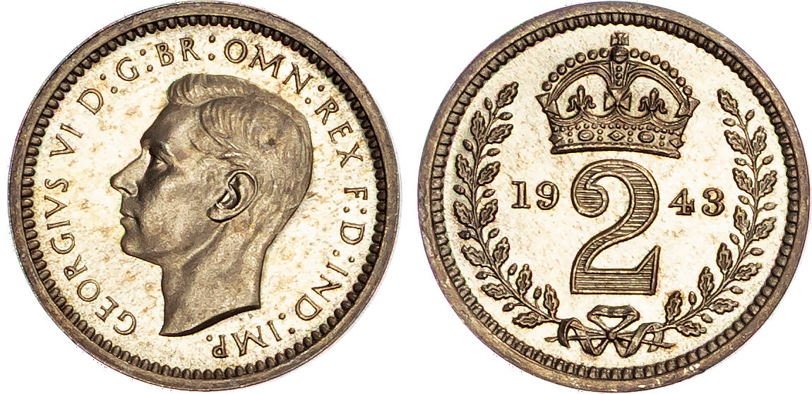 George VI (1936-1952), Maundy Set, 1943, First Coinage.
