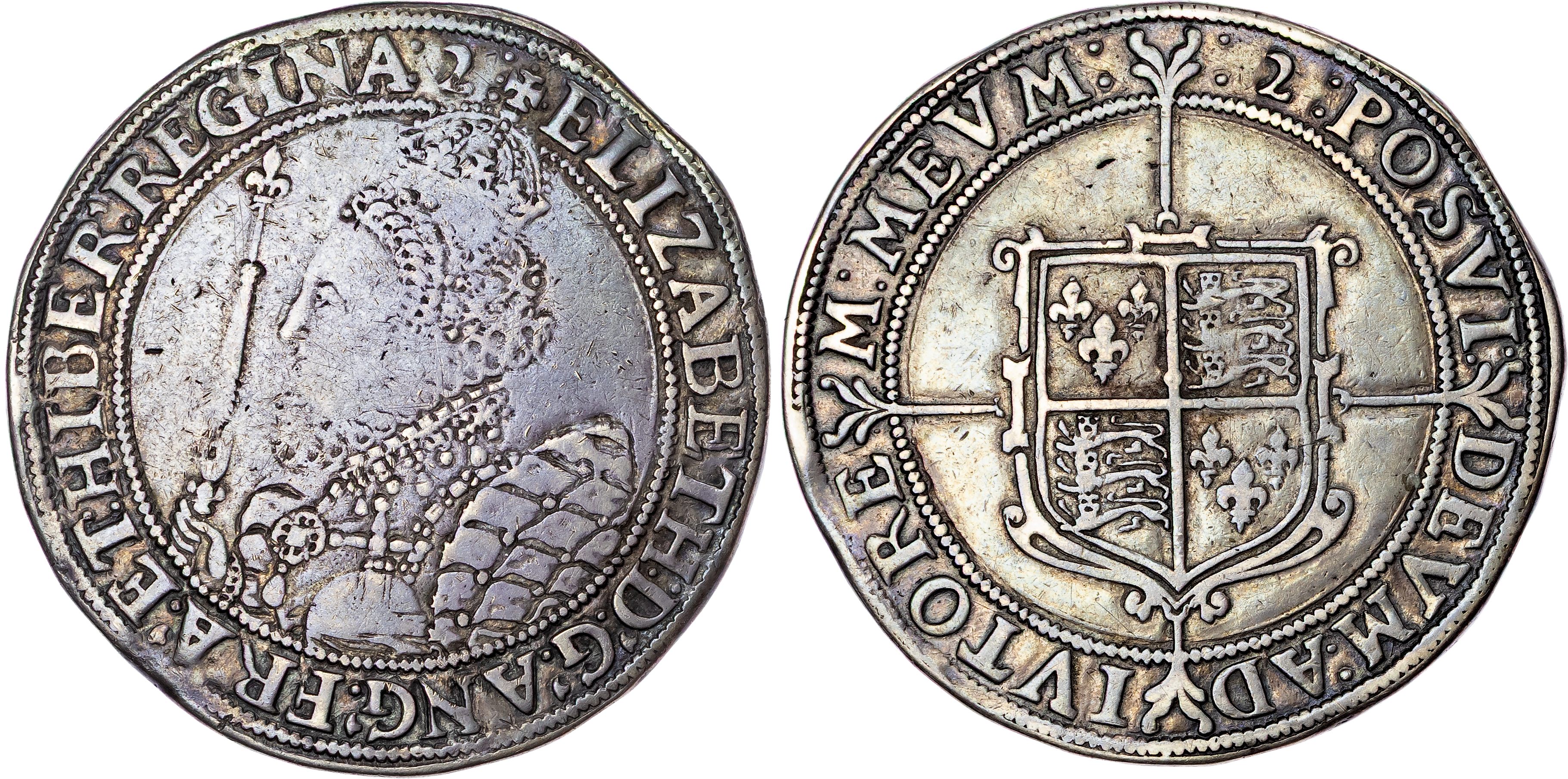 Elizabeth I (1558‐1603), AR Crown, Seventh Issue, Tower (London) mint, mm. 2 (1602).