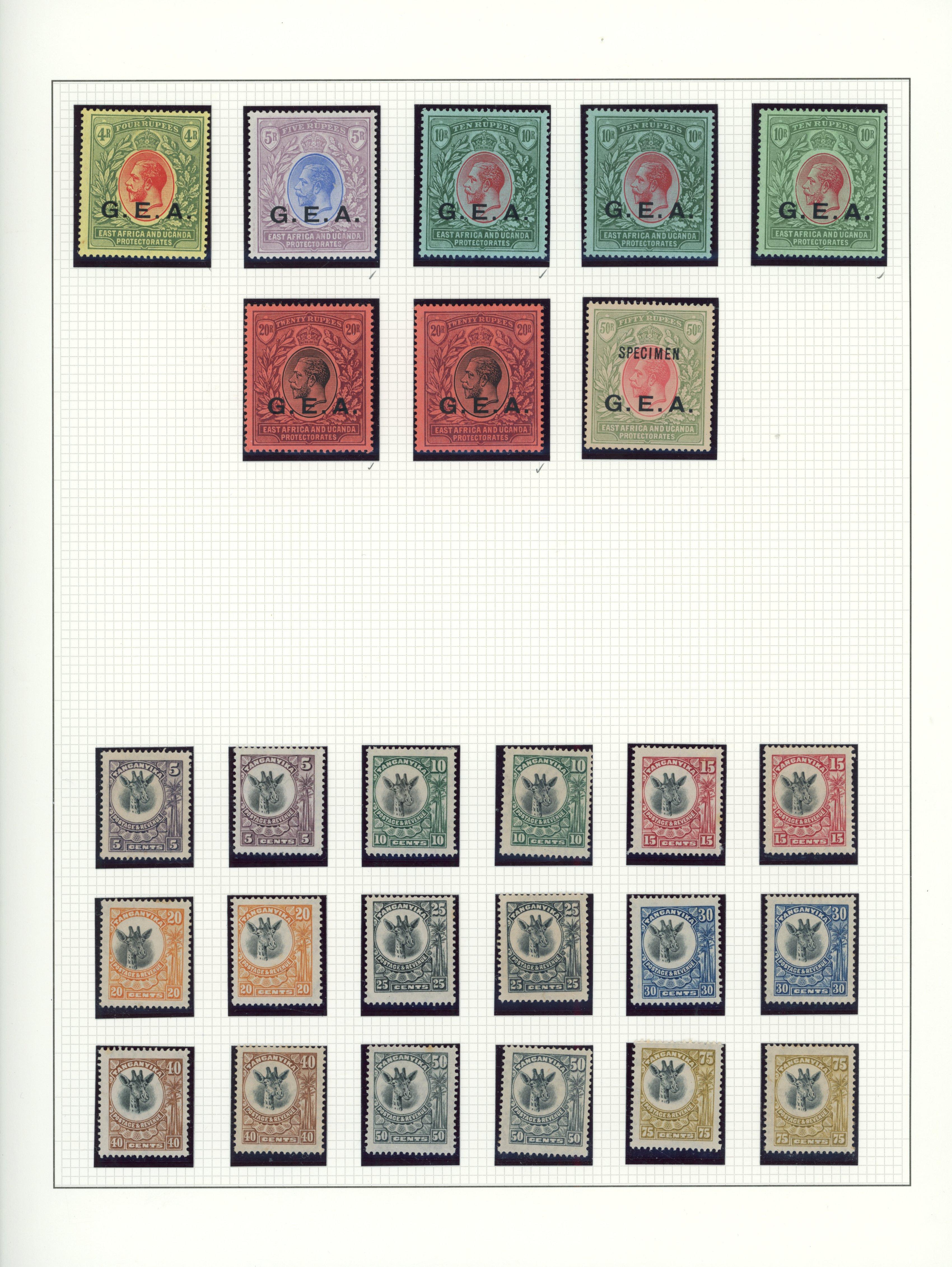 Tanganyika 1916-31 collection mint