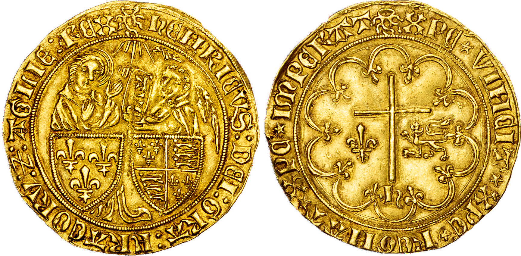 Henry VI, King of France (1422-53). Gold Salut d'Or. Le Mans Mint, mm. root both sides