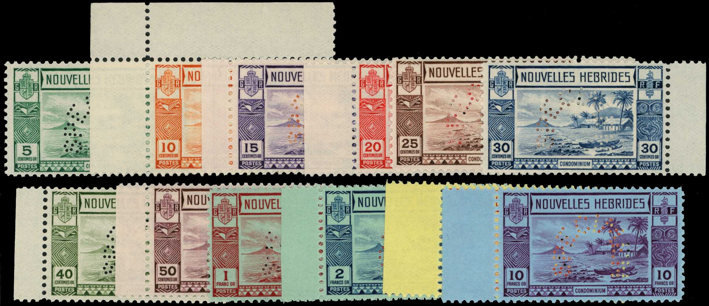 1938 5c to 10f set of 12 perforated...