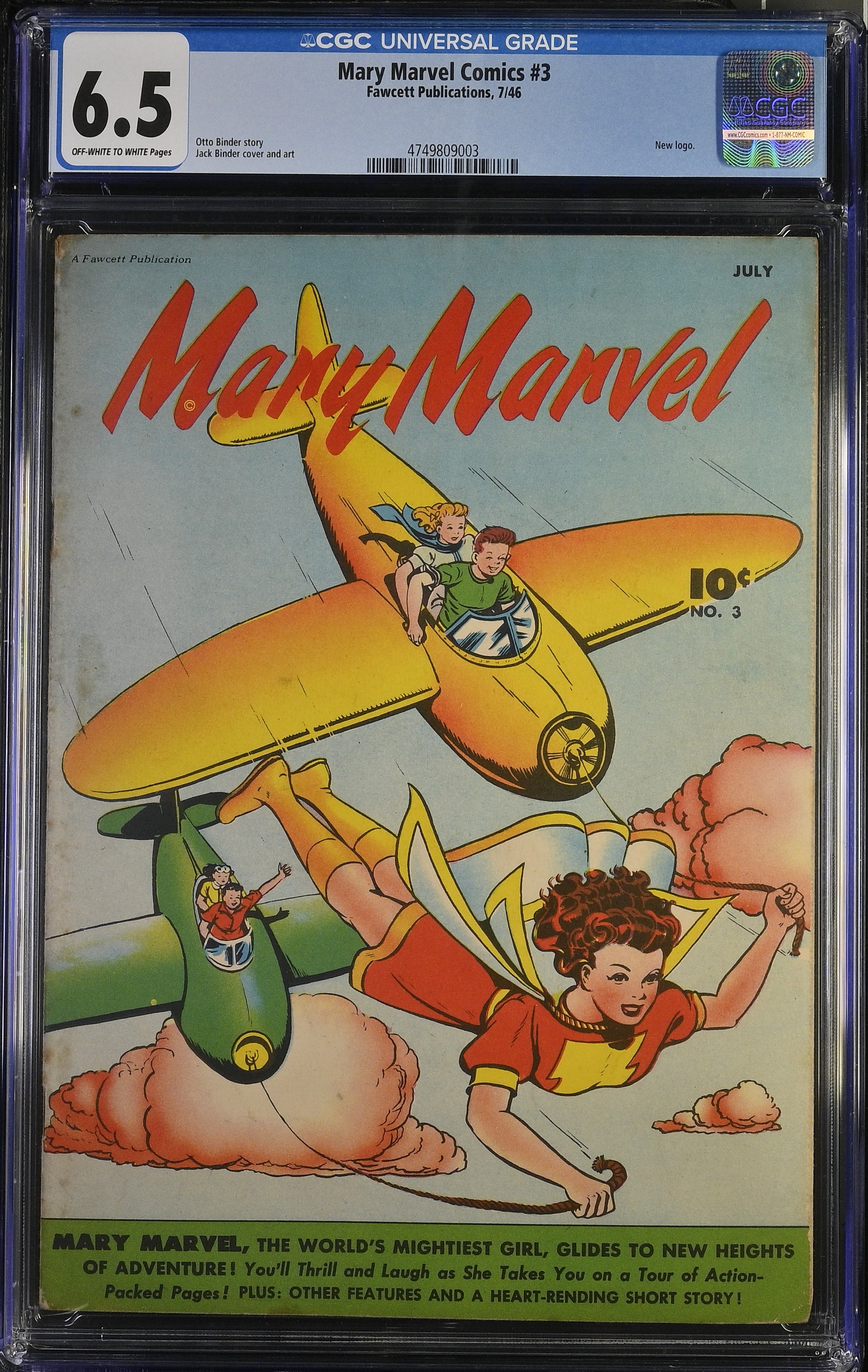 Mary Marvel Comics #3 CGC 6.5 New Logo (Fawcett Publications, 1946) Off-White to White Pages