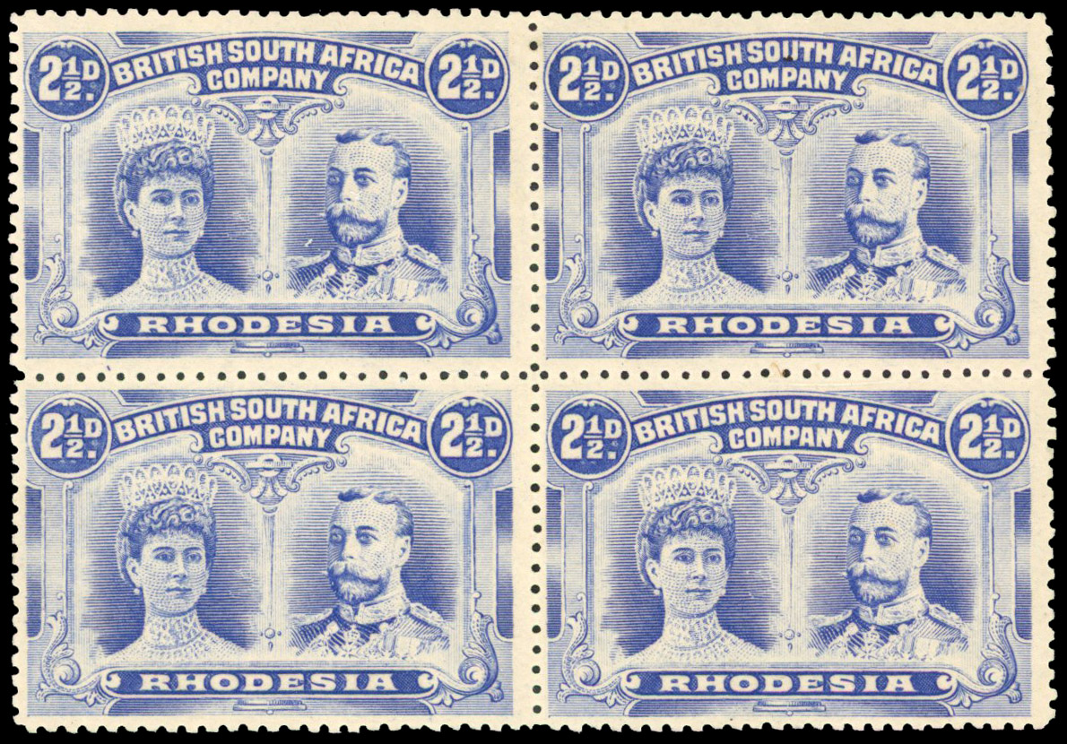 SG 131 2½d deep bright ultramarine block of four mint