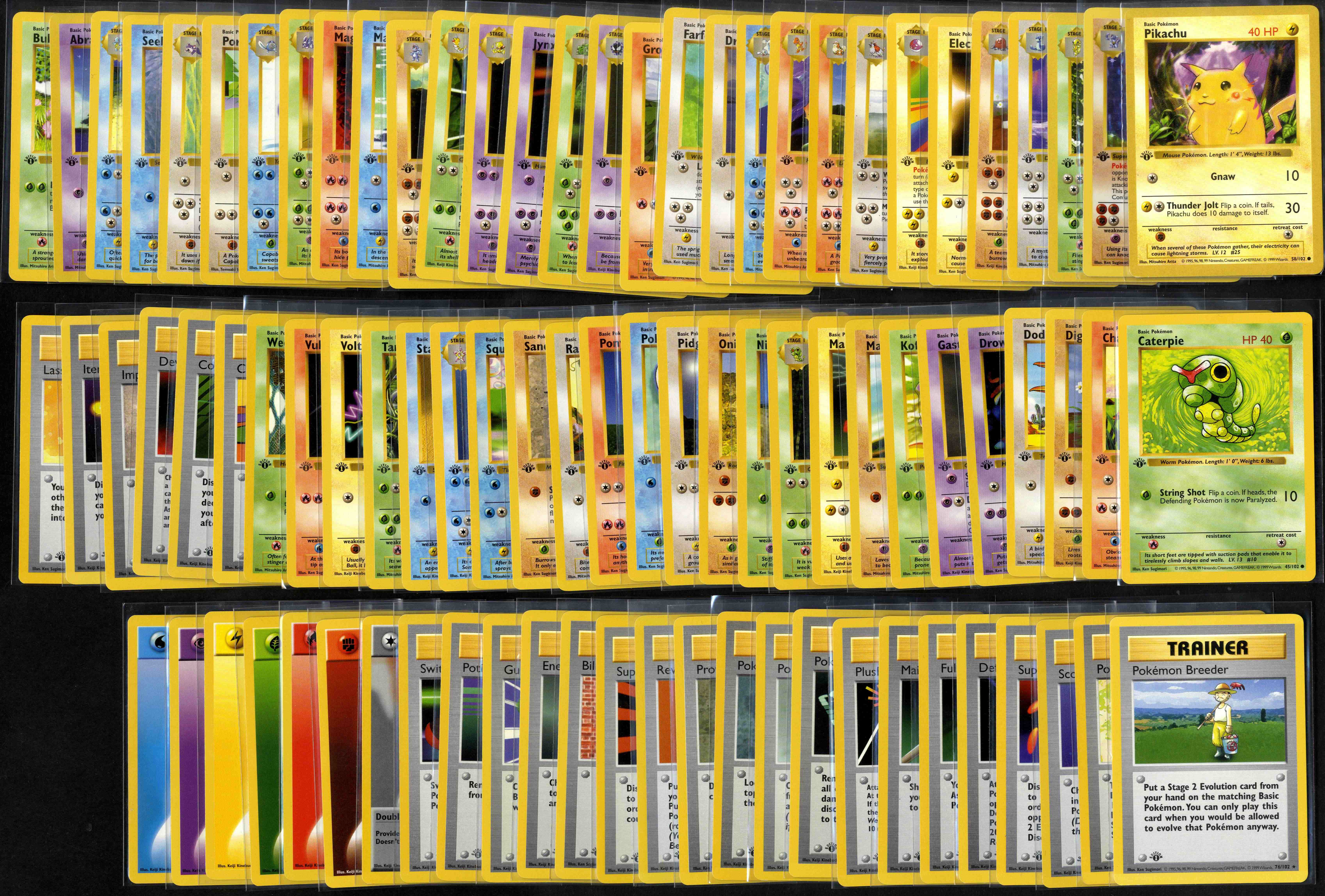 Base Set Shadowless 1st Edition - 85 cards, incl. Red Cheeks Pikachu.